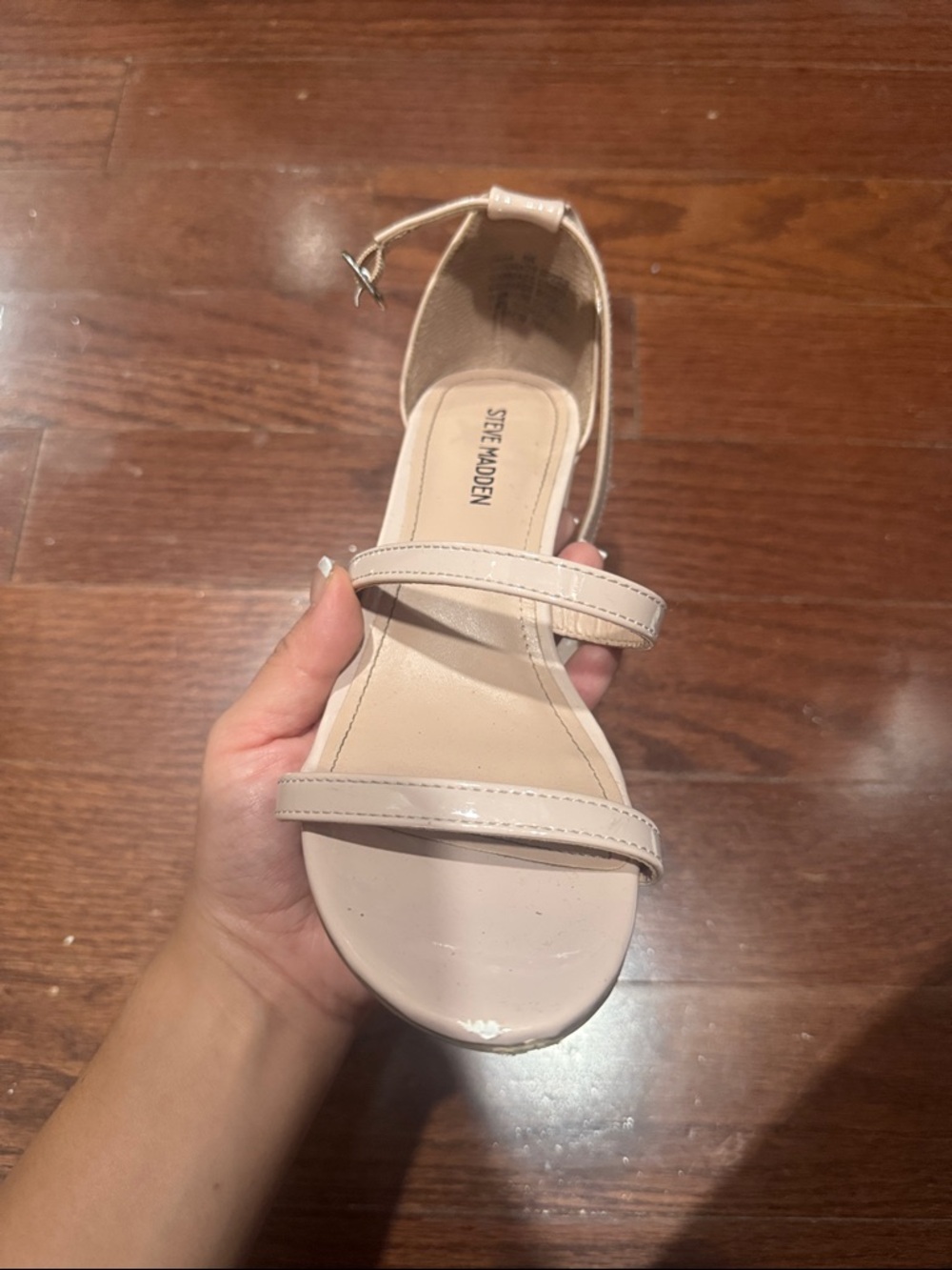 Steve Madden Pale Pink Patent Two-Strap Ankle Sandals